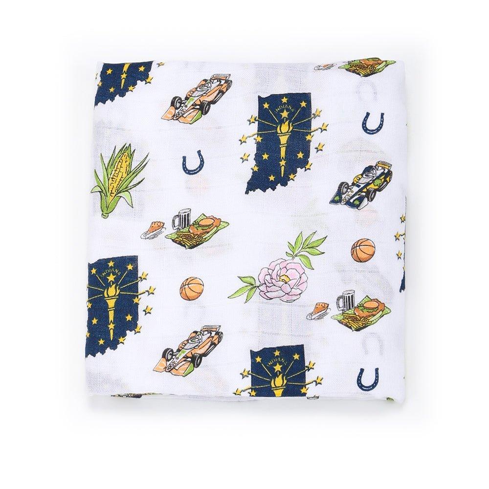 Indiana Baby Muslin Swaddle Receiving Blanket Made to Grow with Your Little One