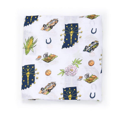 Indiana Baby Muslin Swaddle Receiving Blanket Made to Grow with Your Little One