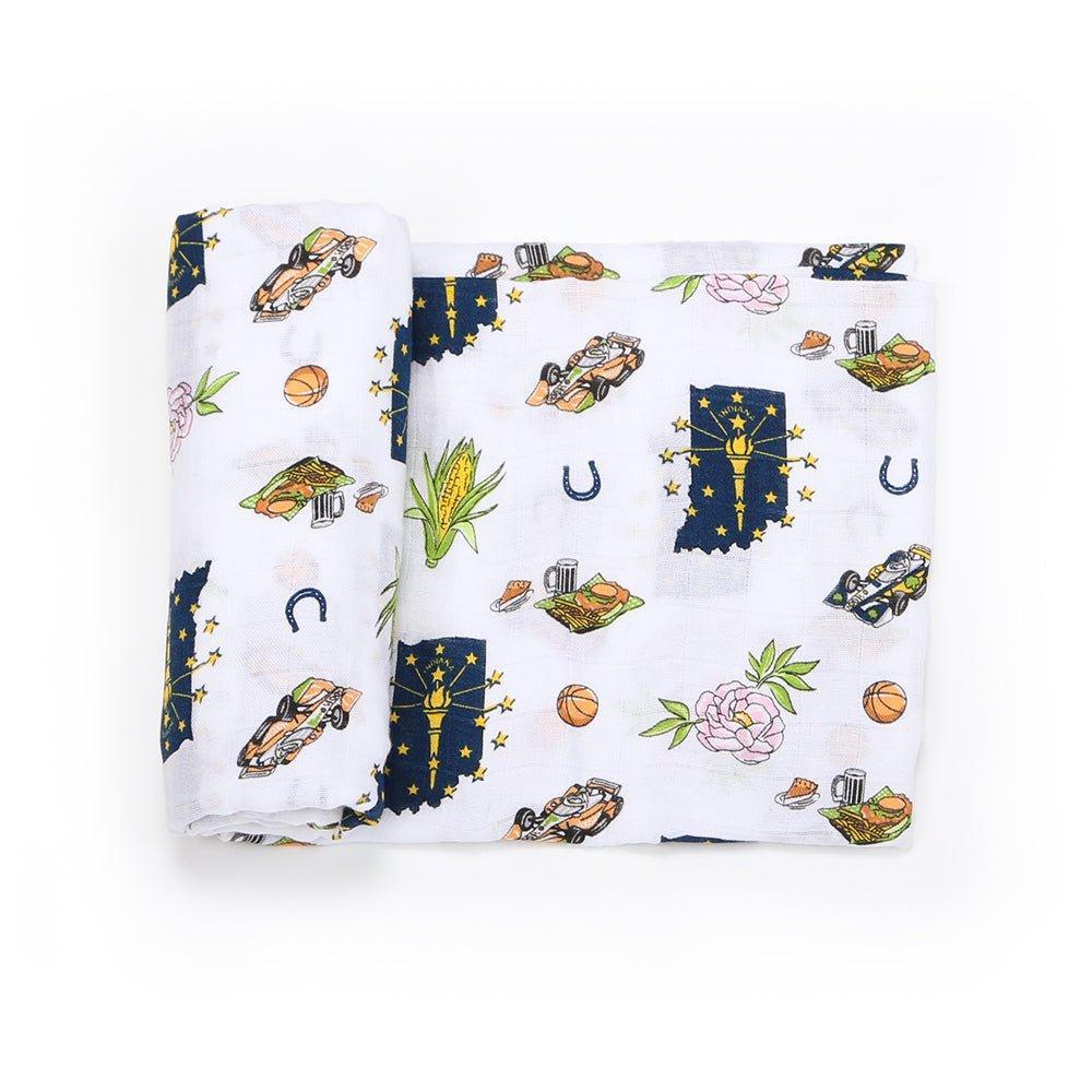 Indiana Baby Muslin Swaddle Receiving Blanket Made to Grow with Your Little One