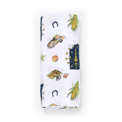 Gift Set: Indiana Baby Muslin Swaddle Blanket and Burp Cloth/Bib Combo Baby Shower Essential for Newborn