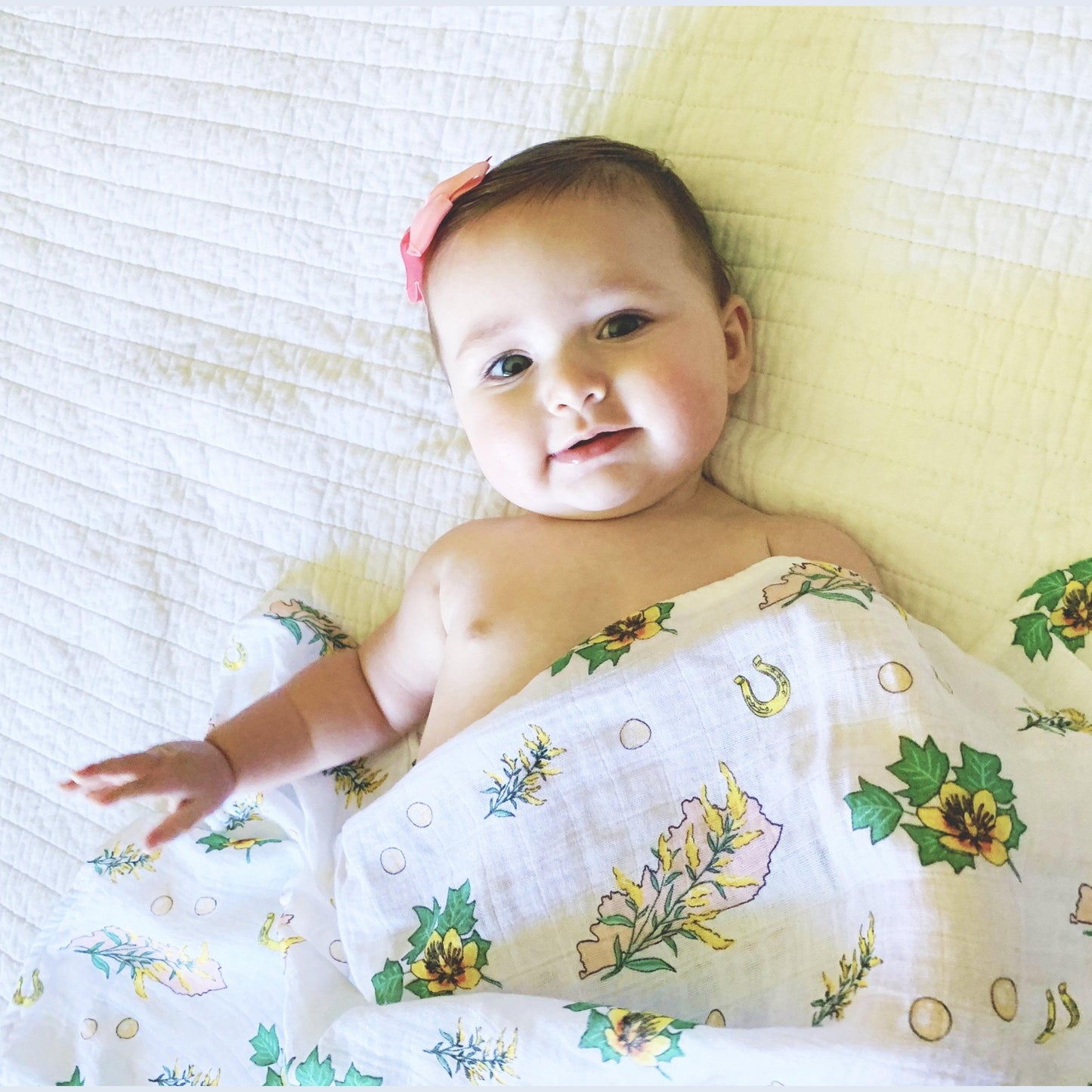 Kentucky Baby (Floral) Muslin Swaddle Receiving Blanket Breathable and Lightweight