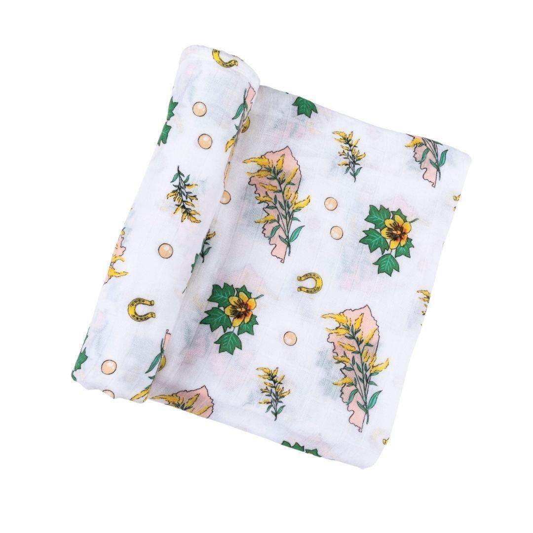 Kentucky Baby (Floral) Muslin Swaddle Receiving Blanket Breathable and Lightweight