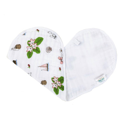 Gift Set: Massachusetts Floral Baby Muslin Swaddle Blanket and Burp Cloth/Bib Combo Baby Shower Essential for Newborn