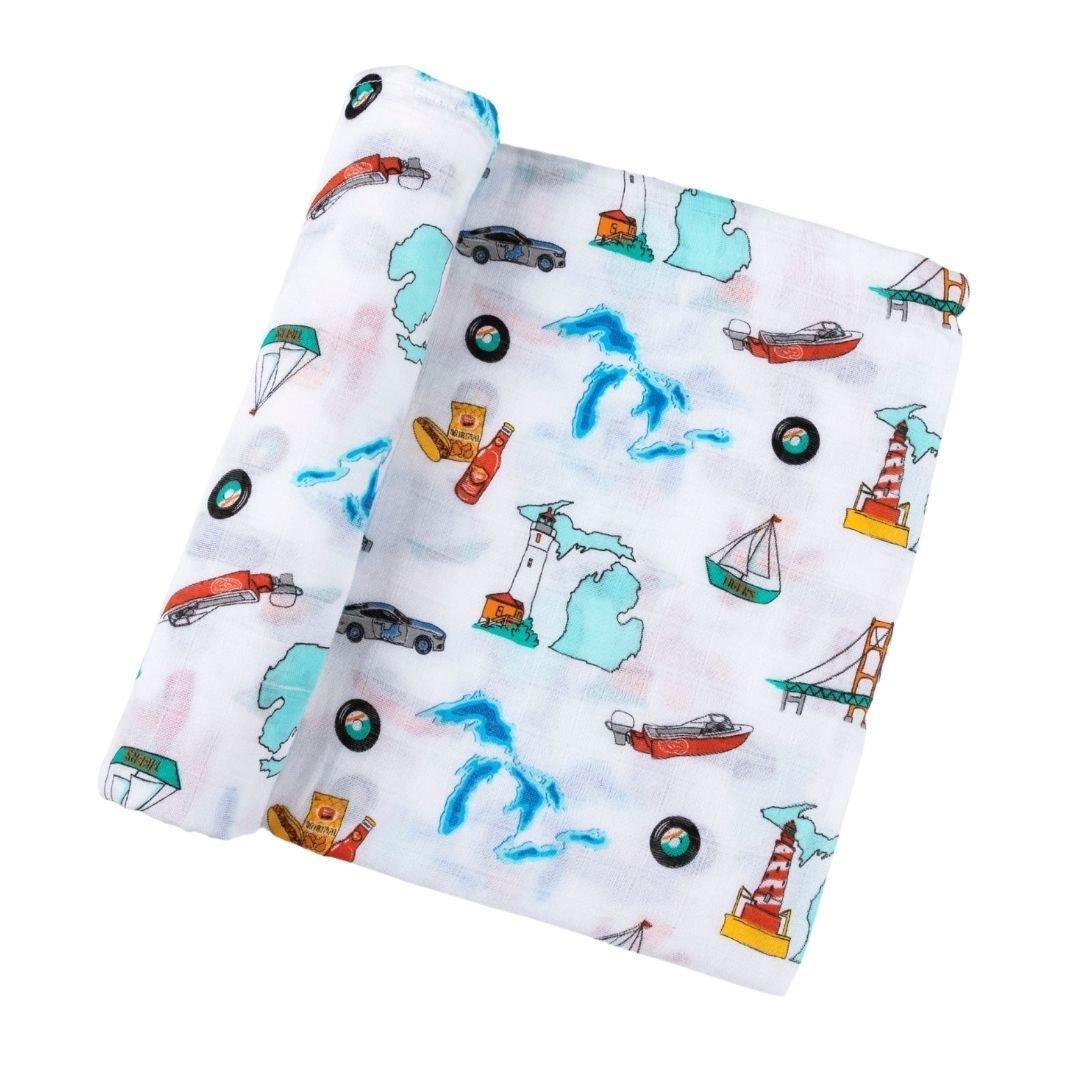 Michigan Baby Muslin Swaddle Receiving Blanket Breathable and Lightweight