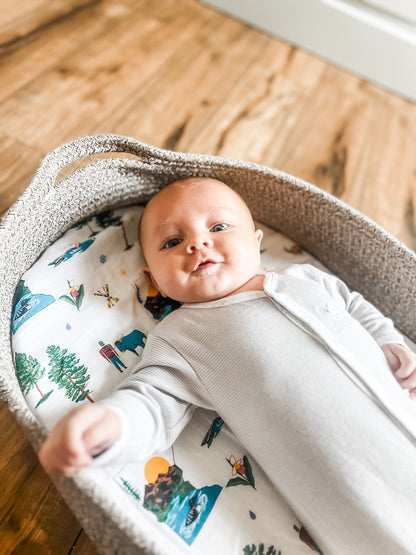 Gift Set: Minnesota Baby Muslin Swaddle Blanket and Burp Cloth/Bib Combo - Little Hometown