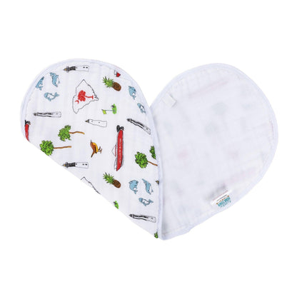 Gift Set: South Carolina Baby Boy Muslin Swaddle Blanket and Burp Cloth/Bib Combo - Little Hometown