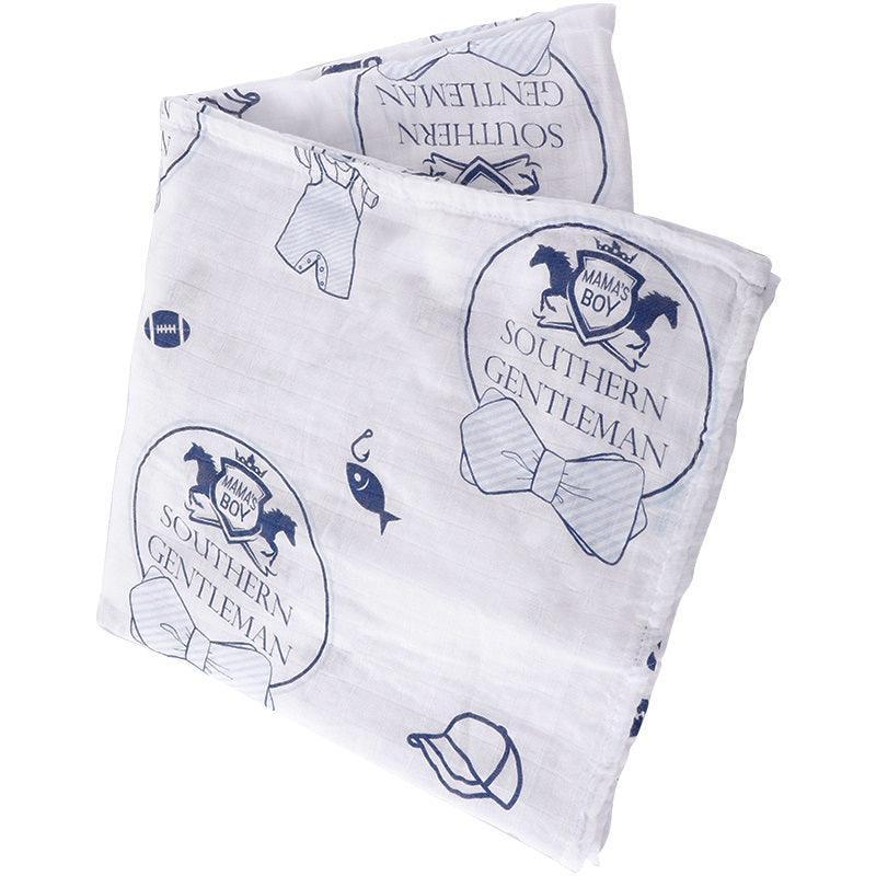 Southern Gentleman Baby Boy Muslin Swaddle Receiving Blanket Breathable and Lightweight