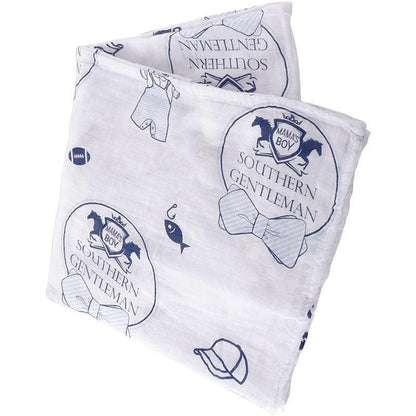Southern Gentleman Baby Boy Muslin Swaddle Receiving Blanket Breathable and Lightweight
