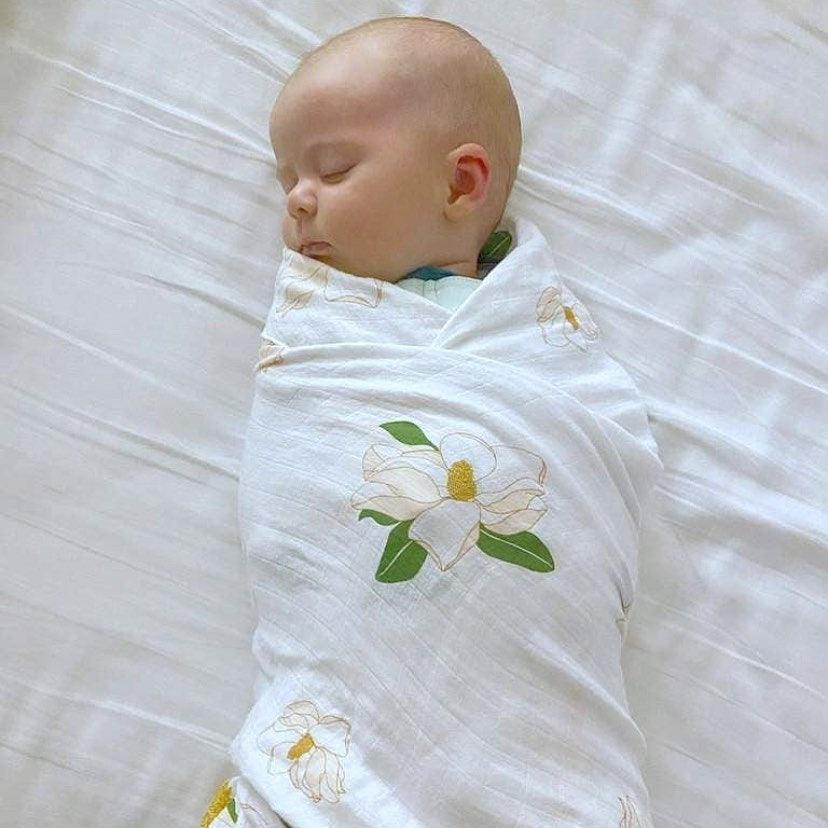 Southern Magnolia Baby Muslin Swaddle Receiving Blanket Breathable and Lightweight