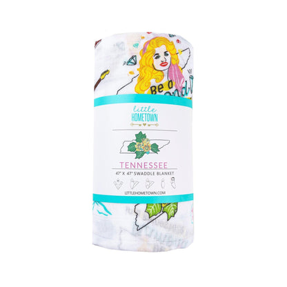 Gift Set: Tennessee Baby Muslin Swaddle Blanket and Burp Cloth/Bib Combo (Floral) Soft Breathable Bamboo Cotton