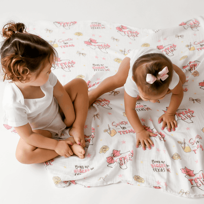 Texas Baby Girl Muslin Swaddle Receiving Blanket Breathable and Lightweight