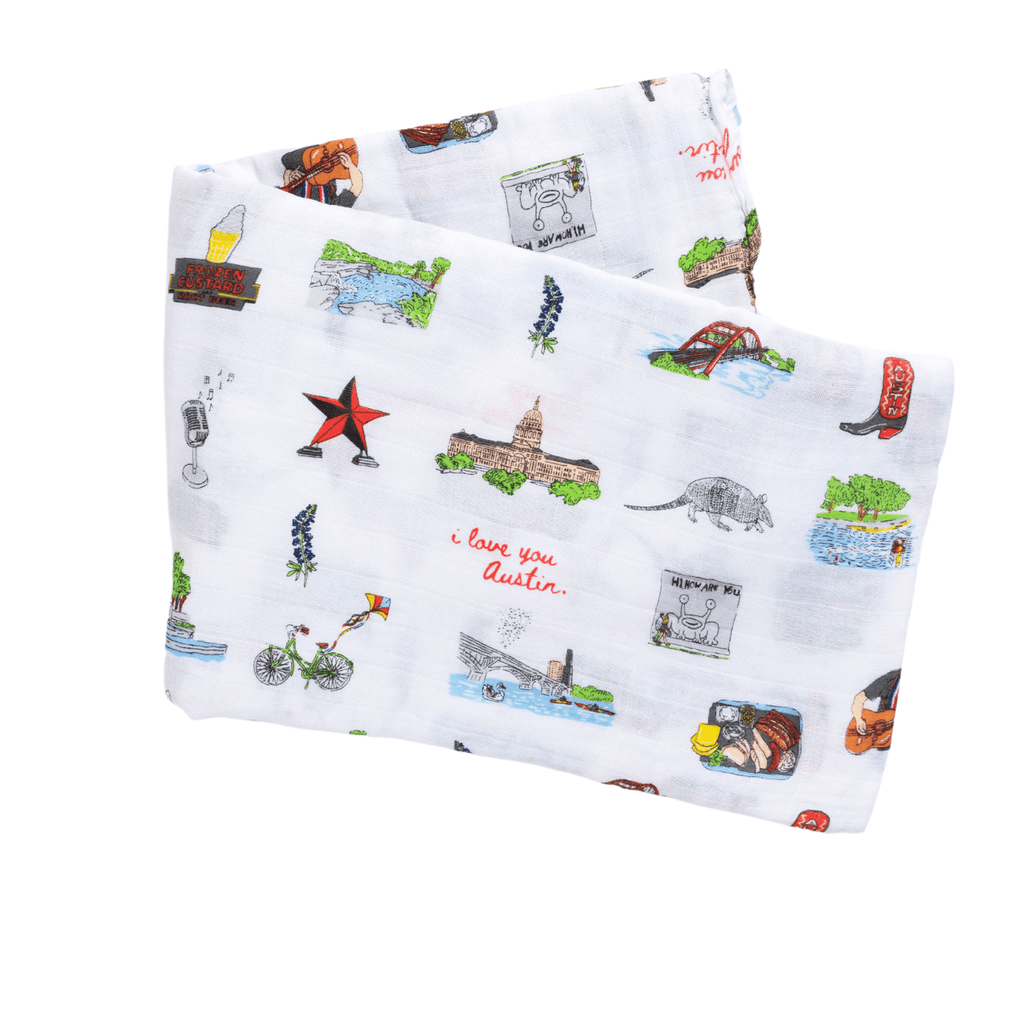 GiftSet: Austin Baby Muslin Swaddle Blanket and Burp Cloth/Bib Combo Extra Large Bamboo Cotton