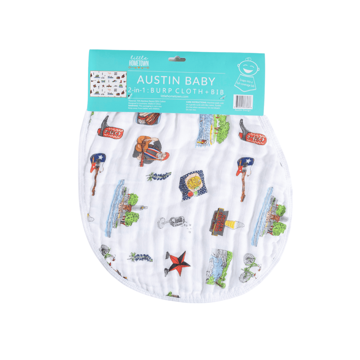 GiftSet: Austin Baby Muslin Swaddle Blanket and Burp Cloth/Bib Combo Extra Large Bamboo Cotton