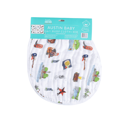 GiftSet: Austin Baby Muslin Swaddle Blanket and Burp Cloth/Bib Combo Extra Large Bamboo Cotton
