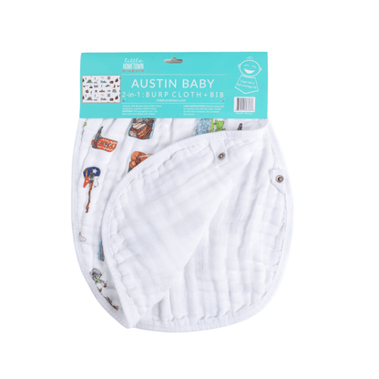 GiftSet: Austin Baby Muslin Swaddle Blanket and Burp Cloth/Bib Combo Extra Large Bamboo Cotton