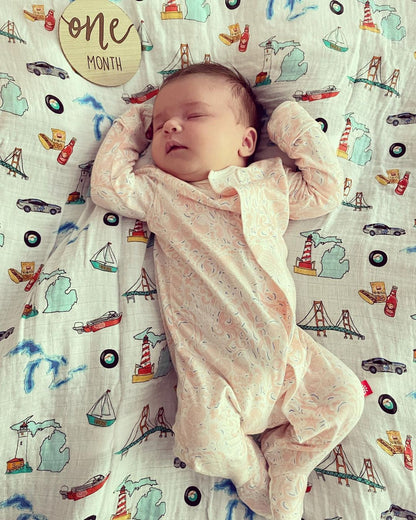 Michigan Baby Muslin Swaddle Receiving Blanket Breathable and Lightweight