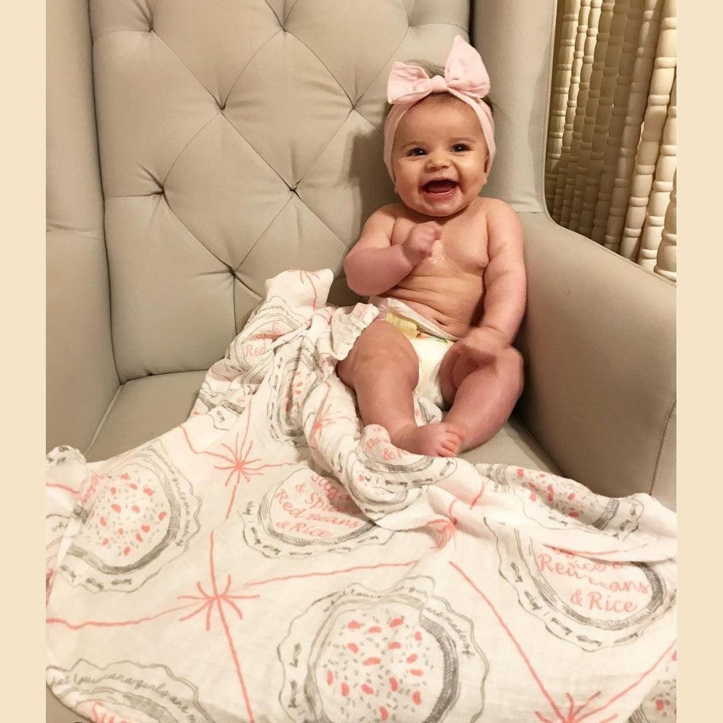 Louisiana Baby Girl Muslin Swaddle Receiving Blanket Soft Bamboo Cotton Blend