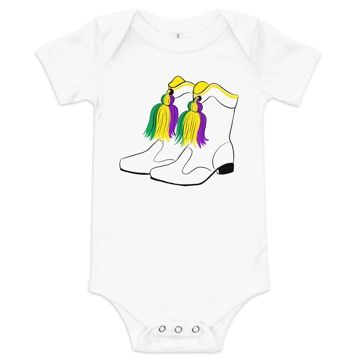 Mardi Gras Boots Baby Onesie Newborn Bodysuit up to 18 Months