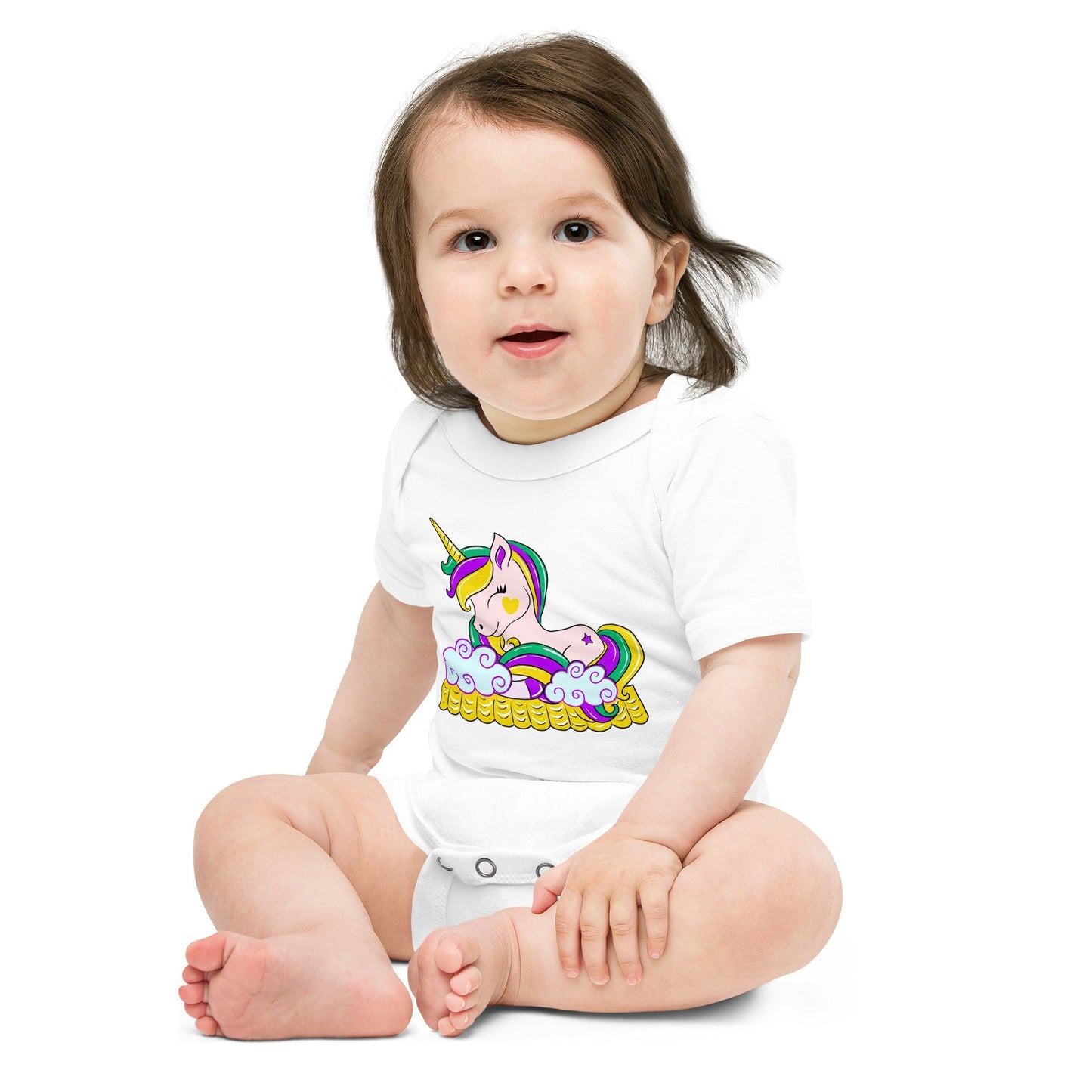 Mardi Gras Unicorn Baby Onesie Soft Cotton Newborn Outfit