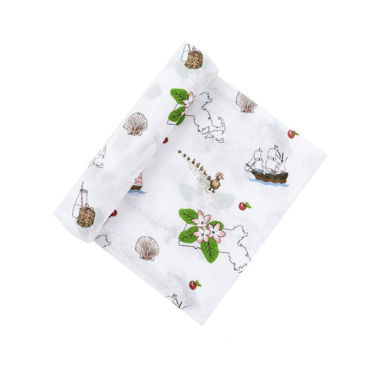 Massachusetts Floral Muslin Swaddle Receiving Blanket Soft Bamboo Cotton Blend