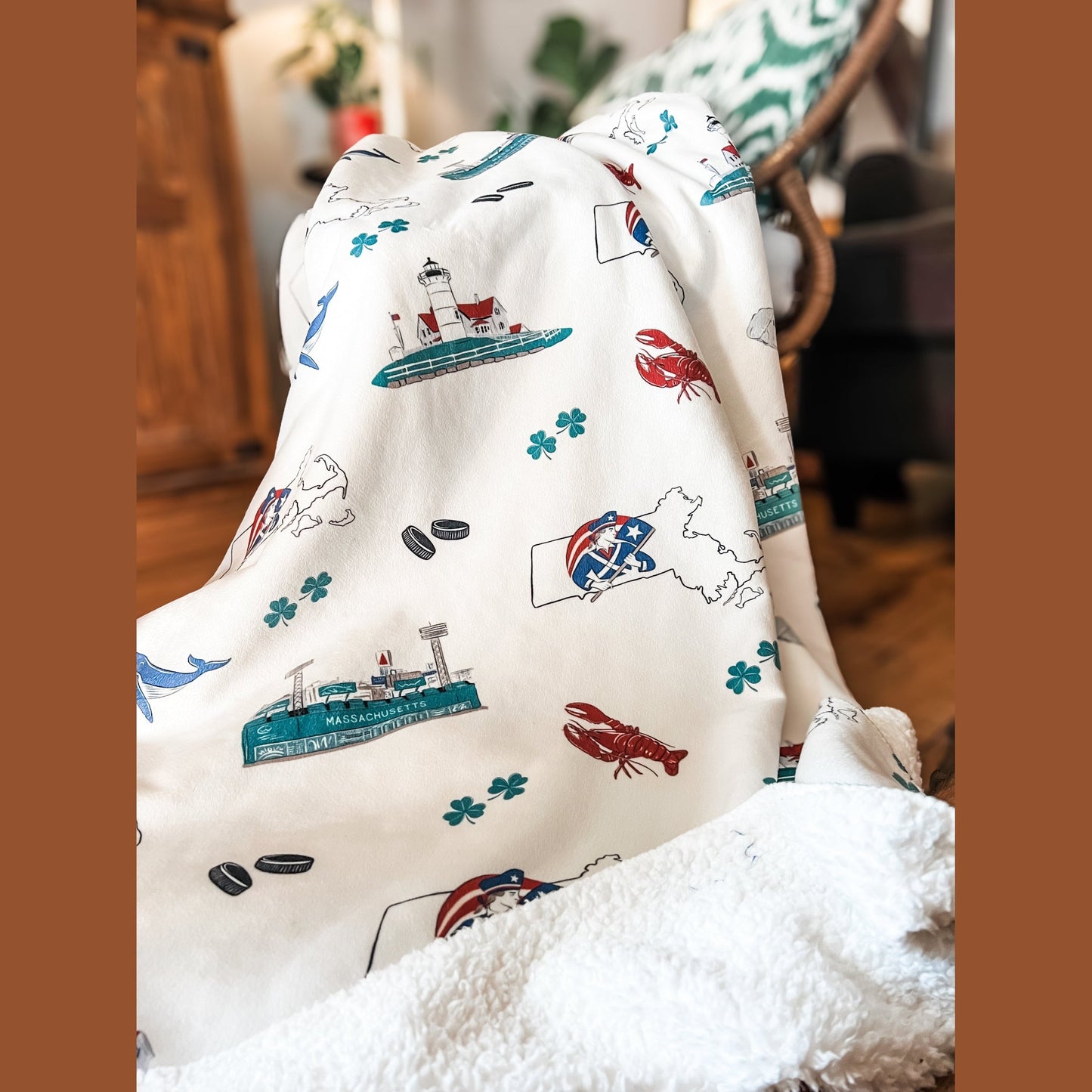 Massachusetts Plush Throw Blanket 60x80 - Little Hometown