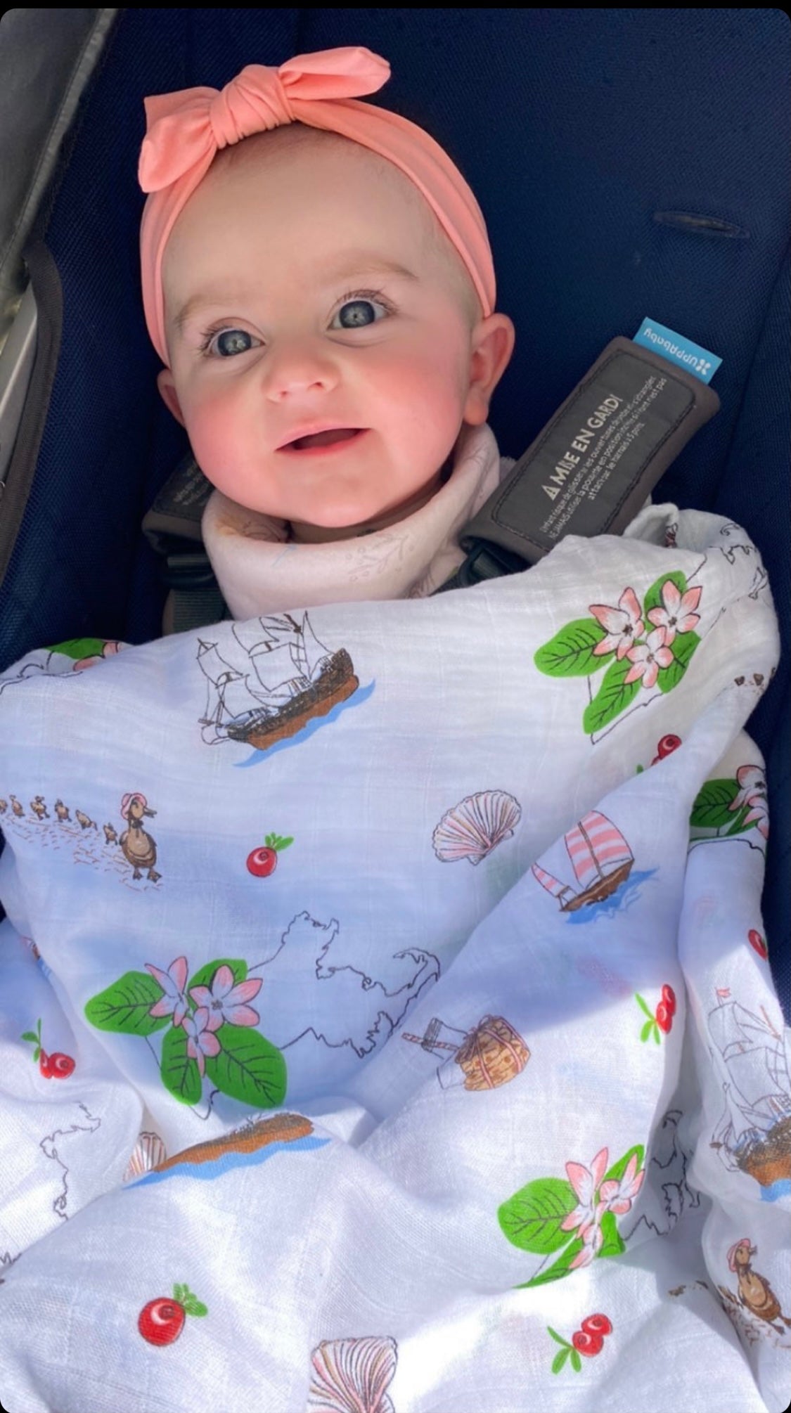 Massachusetts Floral Muslin Swaddle Receiving Blanket Soft Bamboo Cotton Blend