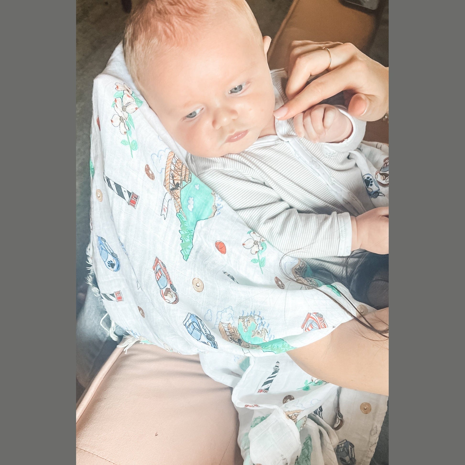 North Carolina Baby Muslin Swaddle Receiving Blanket - Little Hometown