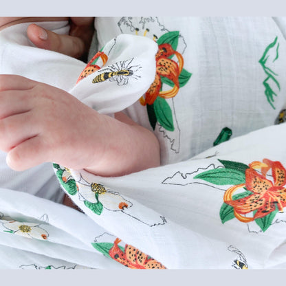 North Carolina Baby Muslin Swaddle Receiving Blanket (floral) Extra Large 47 x 47