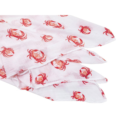 Pink Crab Baby Muslin Swaddle Receiving Blanket Made to Grow with Your Little One
