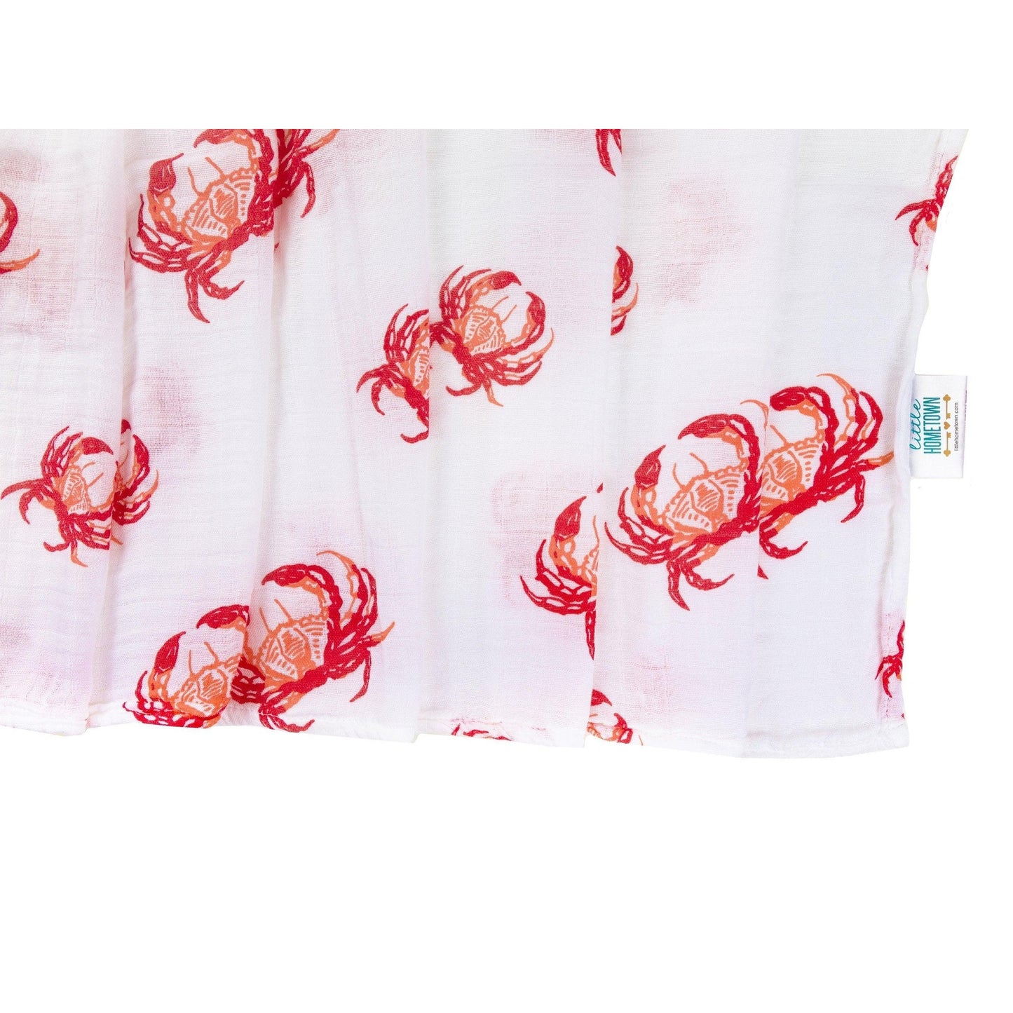 Pink Crab Baby Muslin Swaddle Receiving Blanket Made to Grow with Your Little One