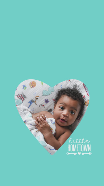 New Jersey Newborn Gift Set: Muslin Swaddle & Bib | Organic Cotton
