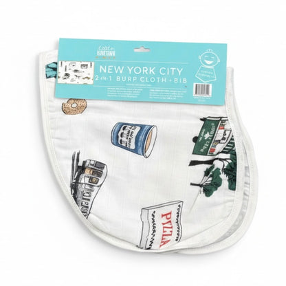 New York City Baby Burp Cloth and Bib 2 in 1  Everyday Feeding Essential