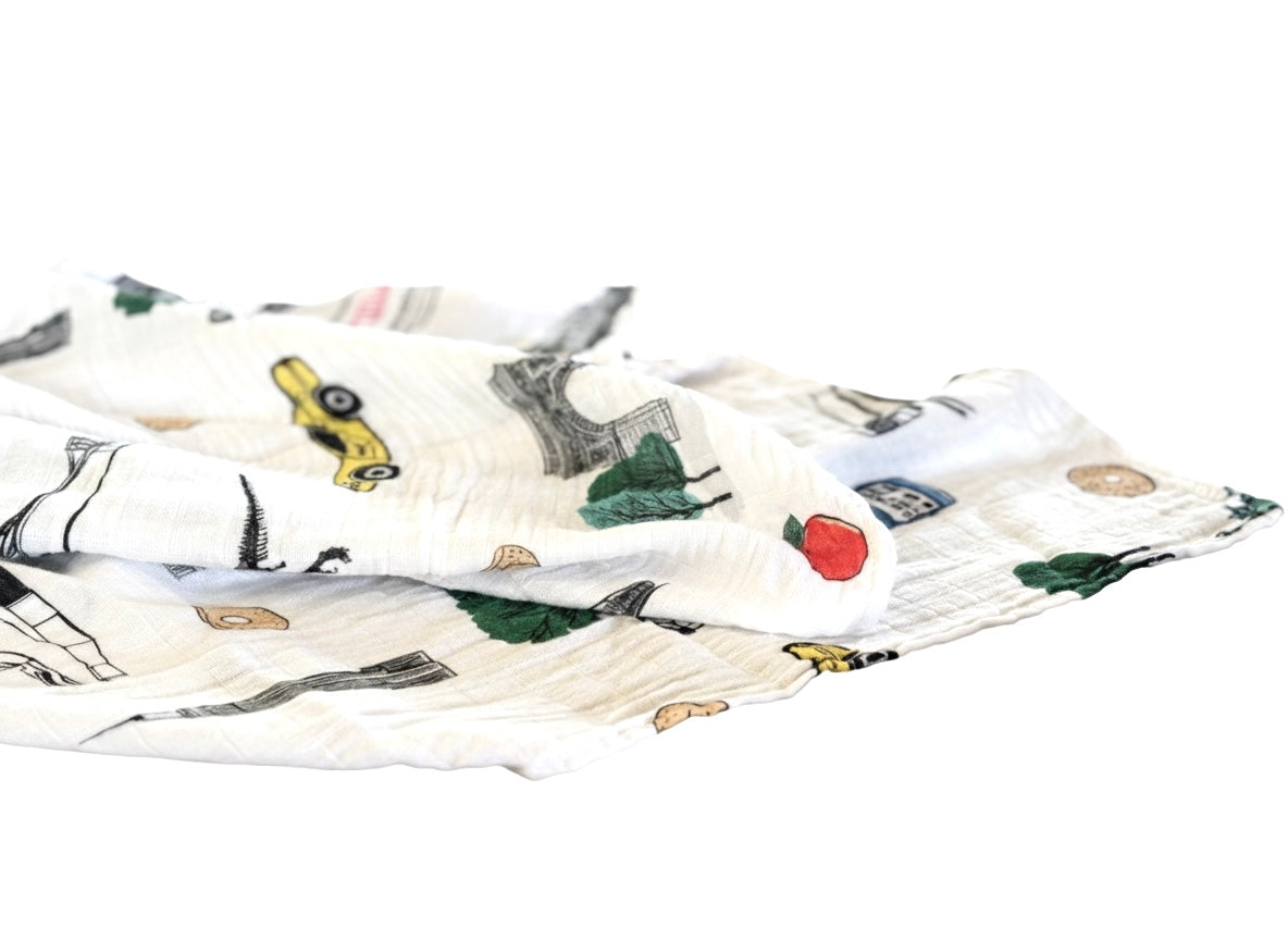 Washington Square Park NYC Baby Gift Bundle Bamboo Cotton Swaddle, Bib, Onesie