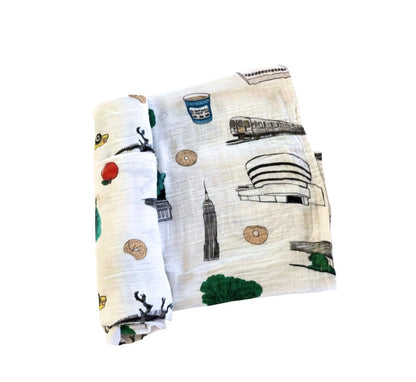 Astoria NYC Baby Gift Bundle Swaddle, Bib, and Onesie