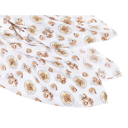 Shrimp and Grits Baby Muslin Swaddle Receiving Blanket Perfect Baby Shower Essential