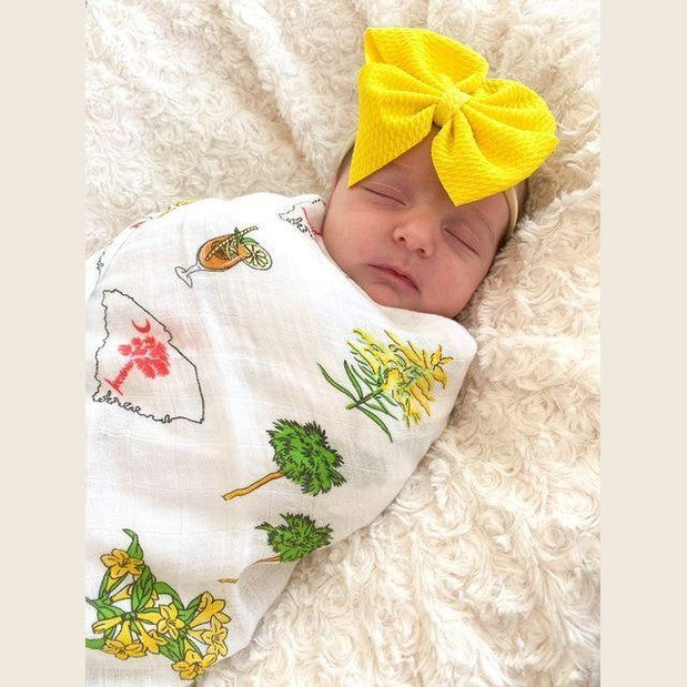 Gift Set: South Carolina Girl Baby Muslin Swaddle Blanket and Burp Cloth/Bib Combo Soft Breathable Bamboo Cotton