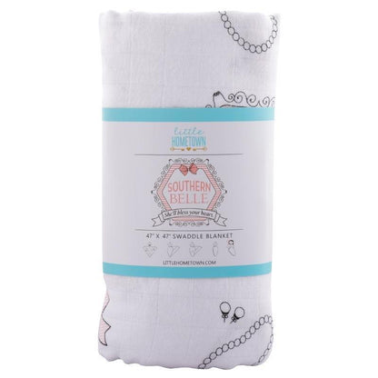 Southern Belle Baby Muslin Swaddle Receiving Blanket Soft Bamboo Cotton Blend