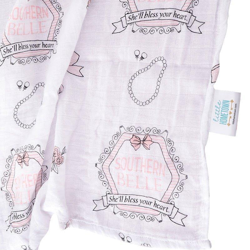 Southern Belle Baby Muslin Swaddle Receiving Blanket Soft Bamboo Cotton Blend