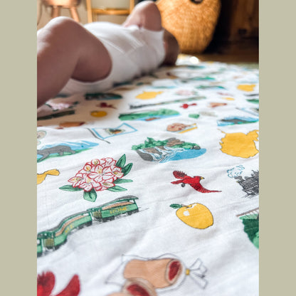 West Virginia Baby Muslin Swaddle Receiving Blanket - Little Hometown