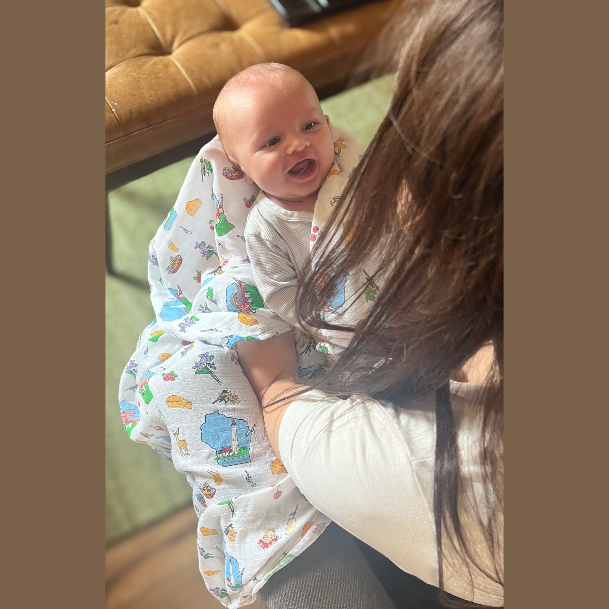 Wisconsin Baby Muslin Swaddle Receiving Blanket - Little Hometown