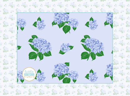 Blue hydrangea plush throw blanket with vibrant floral pattern, 60x80 inches, by Little Hometown.