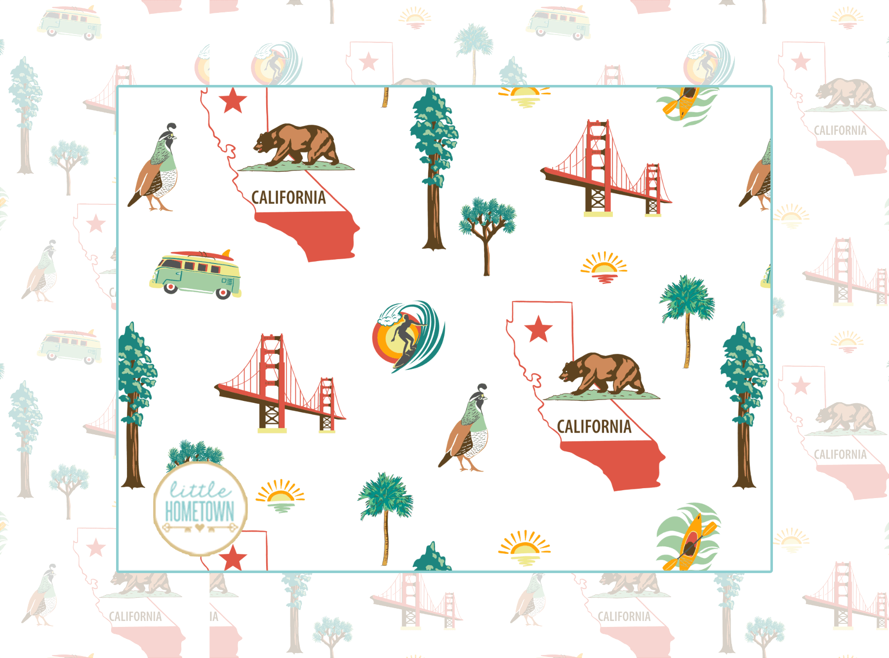 Colorful California-themed plush throw blanket featuring iconic landmarks and symbols, measuring 60x80 inches.