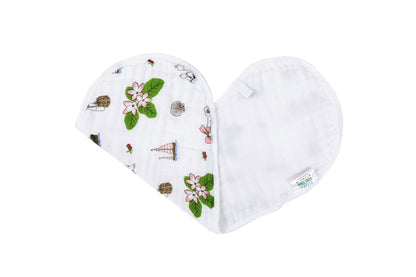 Massachusetts-themed baby gift set with floral muslin swaddle blanket and matching burp cloth/bib combo.