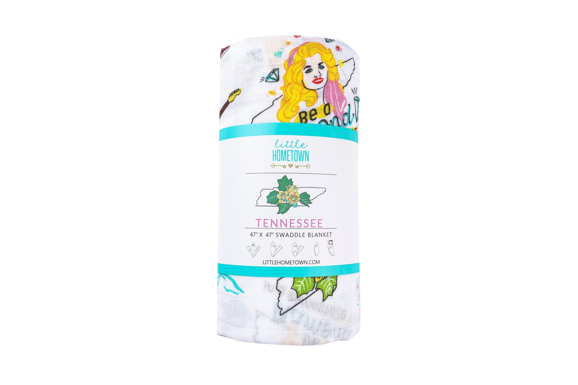 Floral-themed muslin swaddle blanket and burp cloth set, featuring delicate pink and green flower patterns.