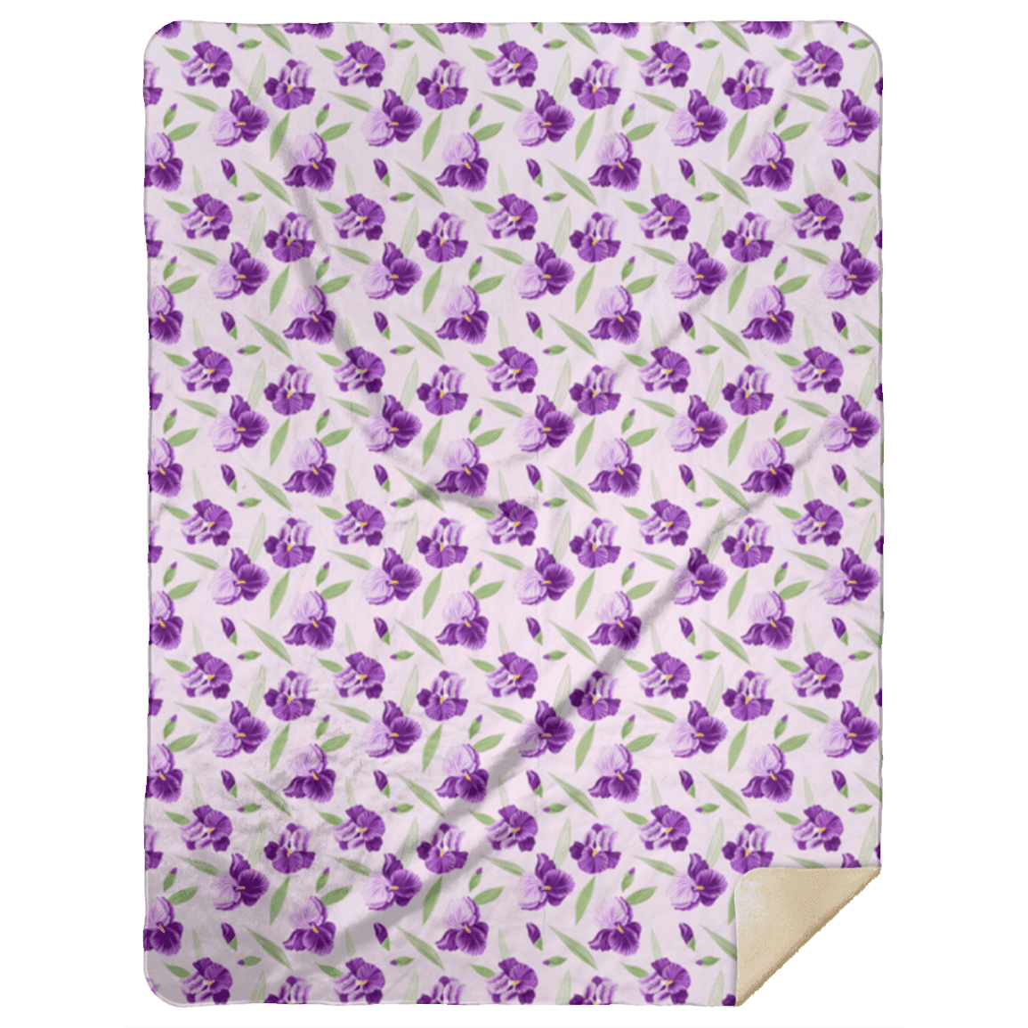 Colorful plush throw blanket with a vibrant iris flower pattern, measuring 60x80 inches, by Little Hometown.