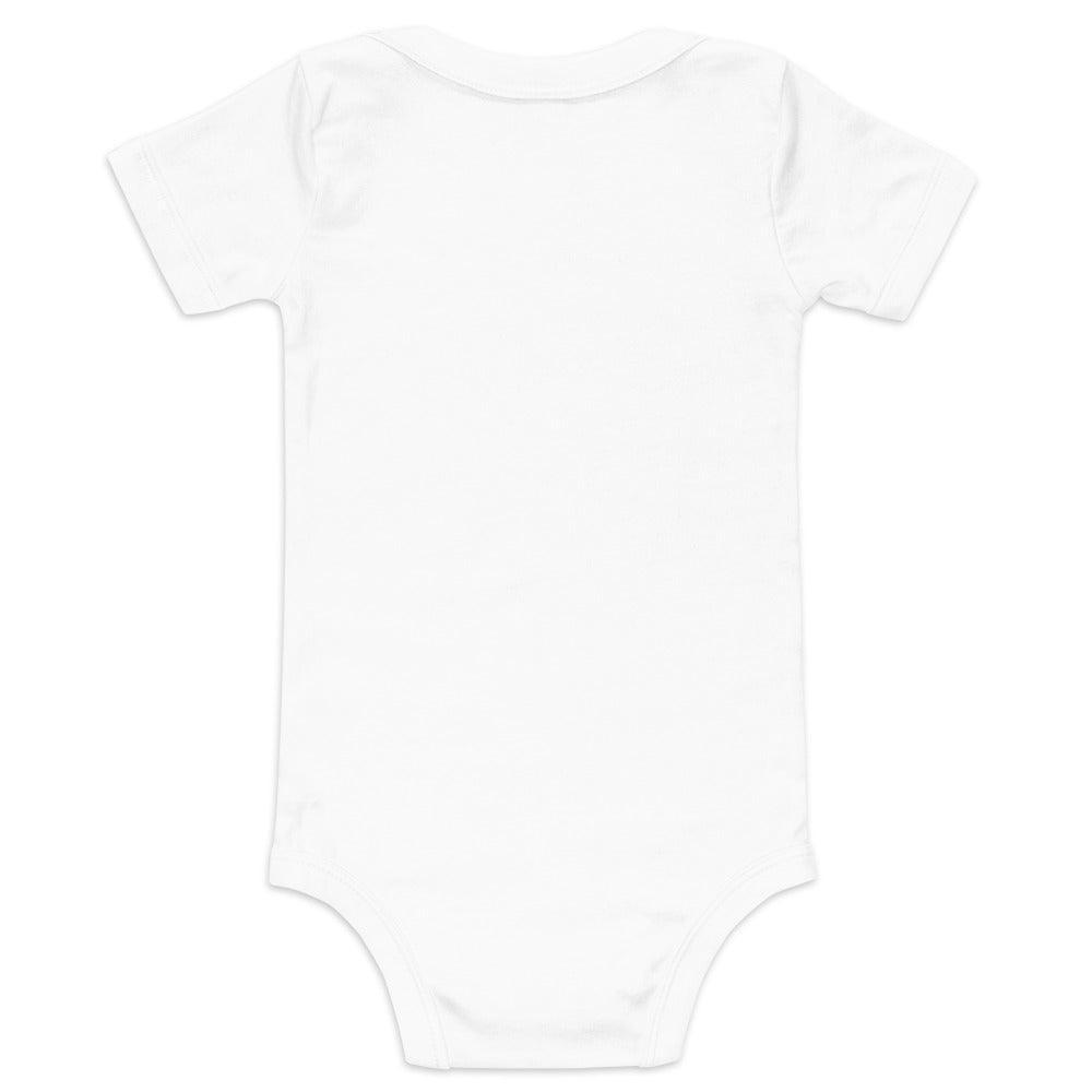 a Little Hometown onesies in white showing only the back with no design, it shows the high quality fabric and full coverage of the item