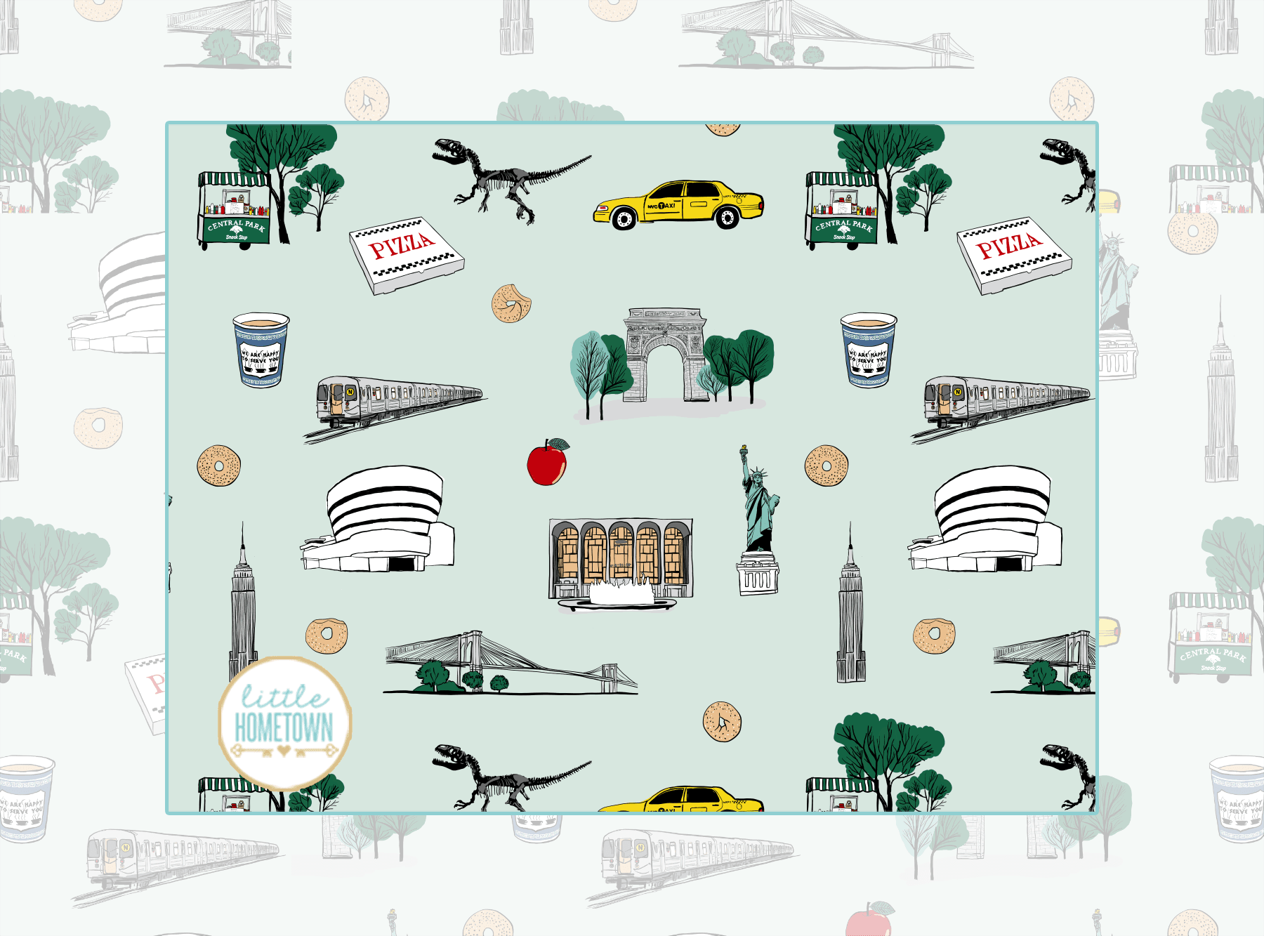 New York City-themed plush throw blanket with iconic landmarks like the Statue of Liberty and Empire State Building.